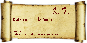 Kubinyi Tímea névjegykártya