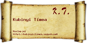 Kubinyi Tímea névjegykártya